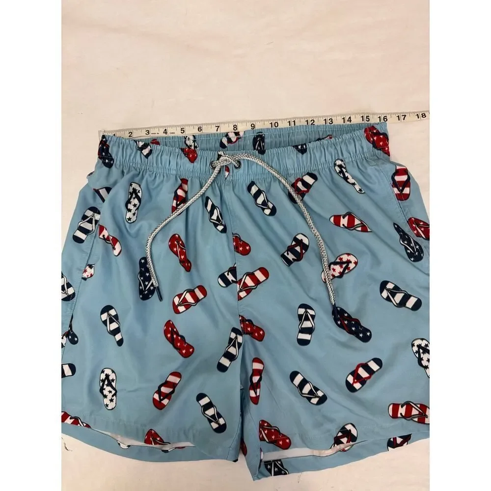 Rainforest Men's Swim Trunks Shorts Patriotic July 4 Red White Blue - Size Large